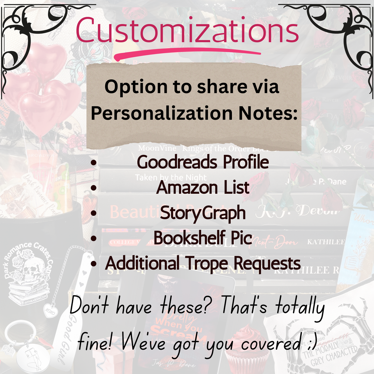 HOT Dark Romance Books w/ optional tropes PLUS a bookish gift