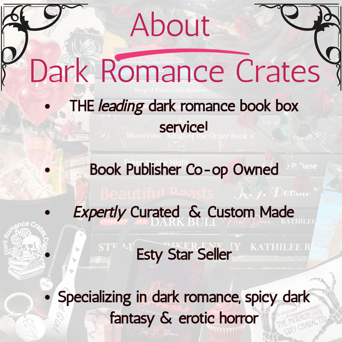 🍒Smutty Books Gift Basket: Dark & Spicy reads, jewelry, toys, spa, cherries!